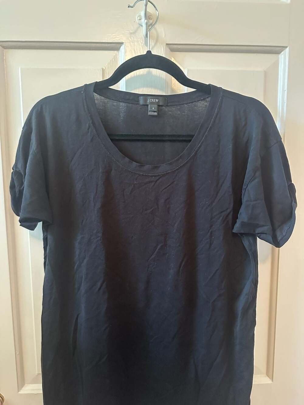 J.Crew Women's Black Cotton Split Hem Tee, Size S - Picture 2 of 8